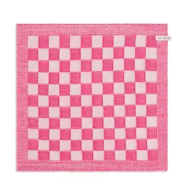 Keukendoek groot blok ecru/fuchsia