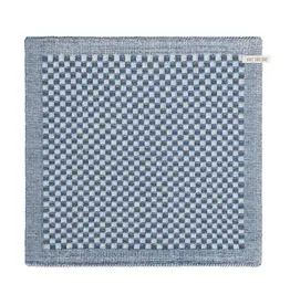 Keukendoek ecru/jeans klein blokje