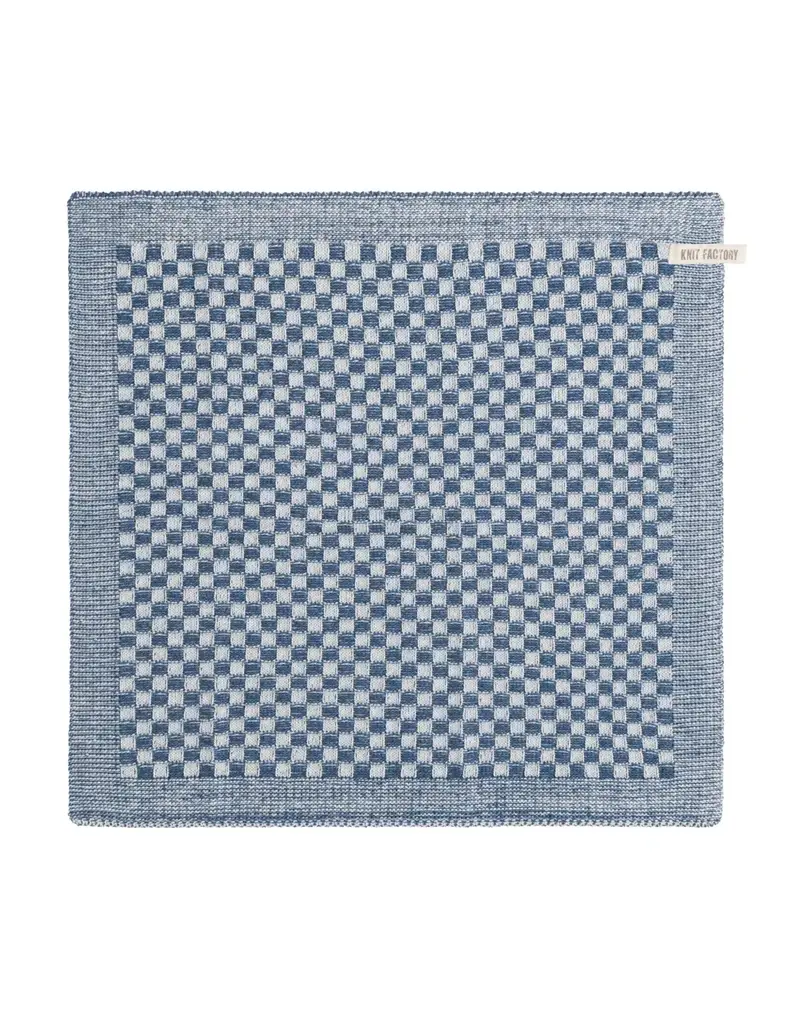 Keukendoek ecru/jeans klein blokje