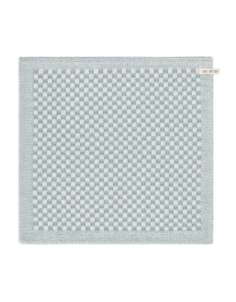 Keukendoek ecru/stone green klein blokje