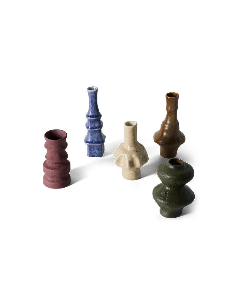 HKLIVING 70'S CERAMICS SMALL VASES PALETTE SET OF 5