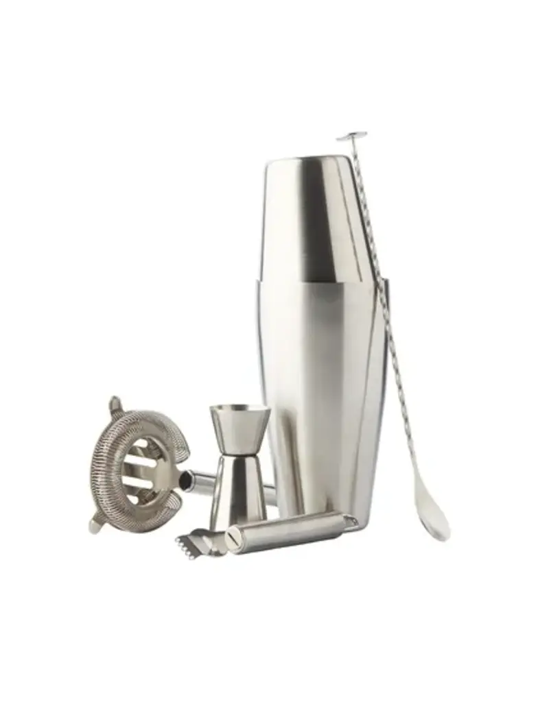 Cocktailset 5 delig RVS Boston shaker