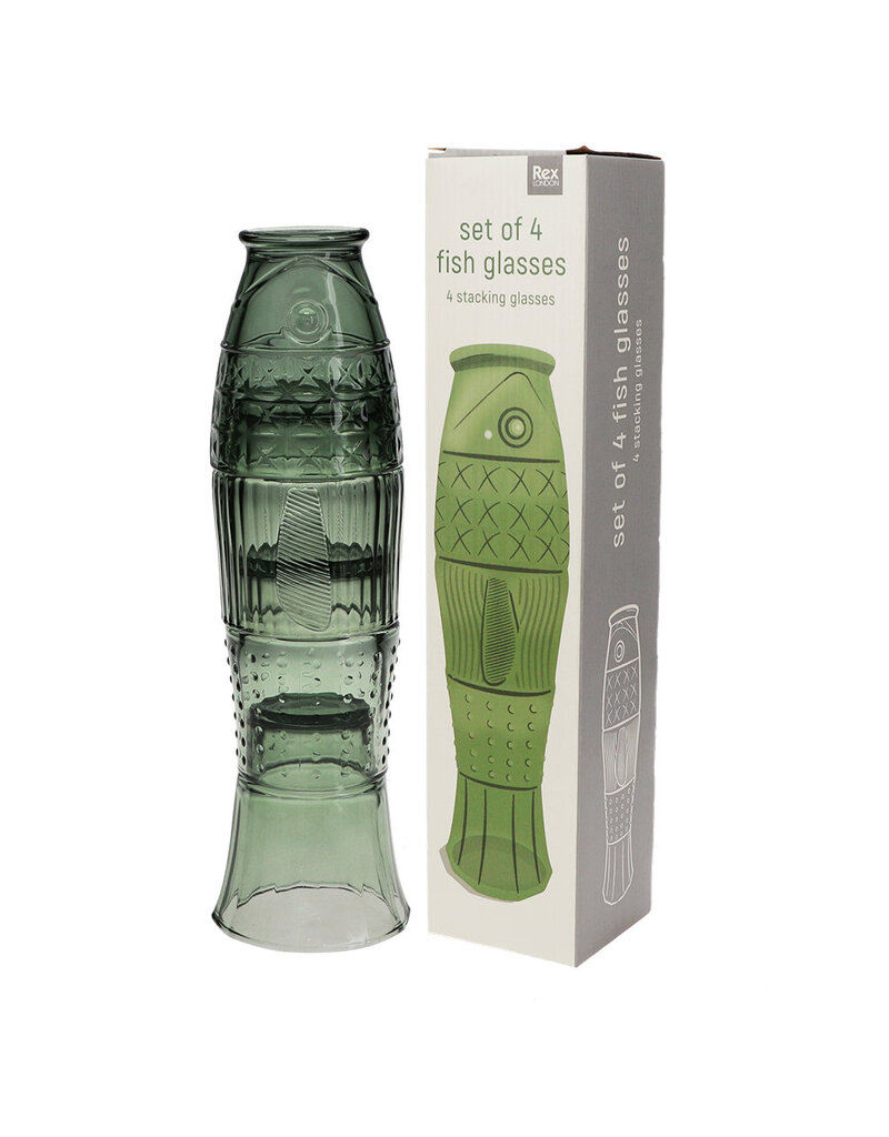 Rex London Rex stacking glass tumblers fish green