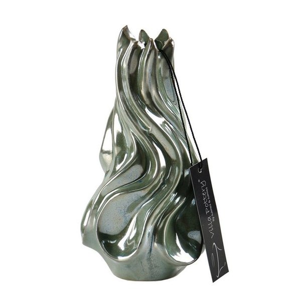 Villa Pottery  Groene Vaas Tortile 10x18