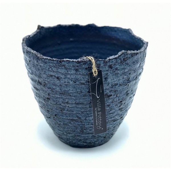 Villa Pottery  Zwart Blauwe pot Stelvio