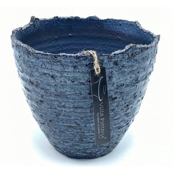 Villa Pottery  Zwart Blauwe pot Stelvio