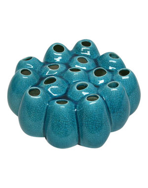 Villa Pottery  Pompom Aqua Blue