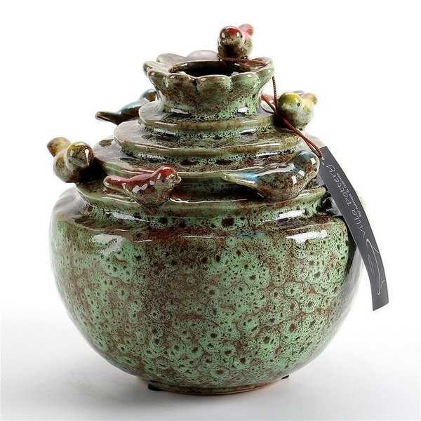 Villa Pottery  Groene vogelvaas Grenada