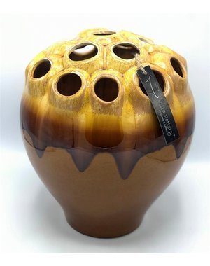 Villa Pottery  Cognac gele vaas Coral D28 x H33