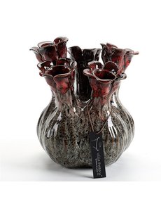 Villa Pottery  Zwart 5x tuit vaas Quito