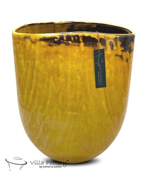 Villa Pottery  Tobago gele ovale vaas, B27xD18xH35