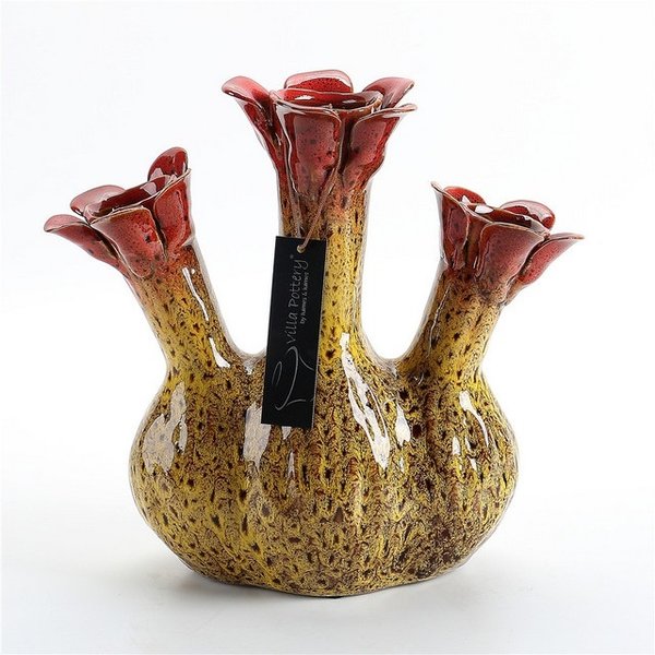 Villa Pottery  Gele 3x tuit vaas Quito