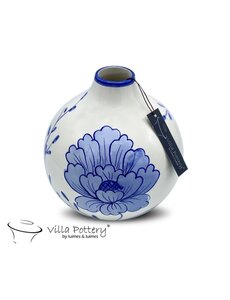 Villa Pottery  Milou blauwe bloemenvaas 20x20