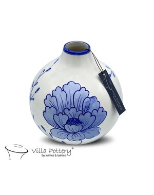 Villa Pottery  Milou blauwe bloemenvaas 20x20