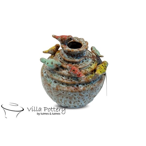 Villa Pottery  Licht Blauwe vogel vaas Grenada