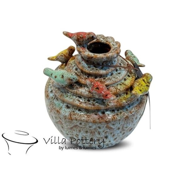 Villa Pottery  Licht Blauwe vogel vaas Grenada