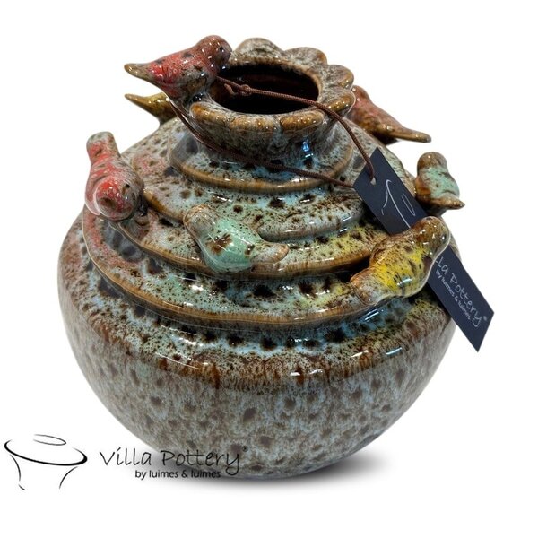 Villa Pottery  Licht Blauwe vogel vaas Grenada