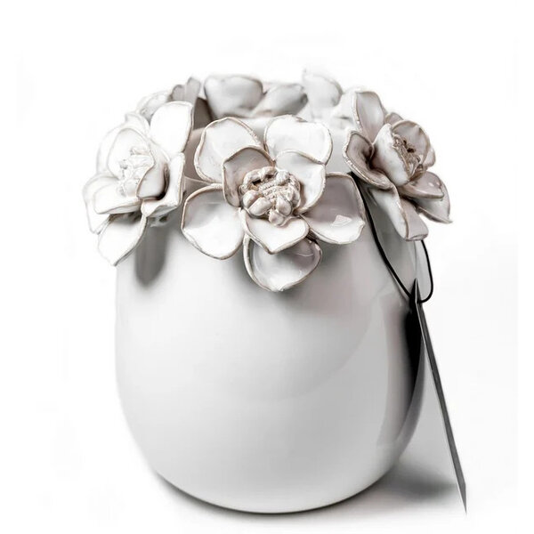 Villa Pottery  Bloemenvaas Jolie wit parelmoer met bloemen