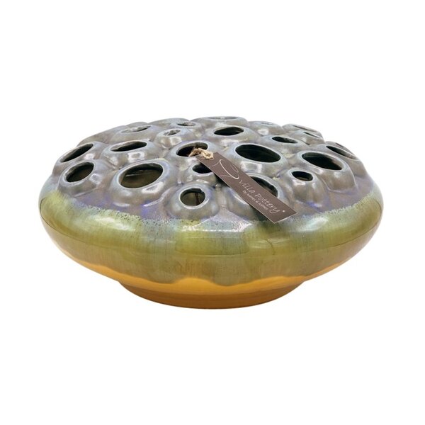Villa Pottery  Geel Blauwe schaal vaas Coral D34 x H15