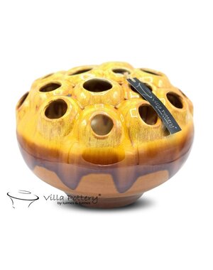 Villa Pottery  Cognac gele vaas Coral D30 x H22