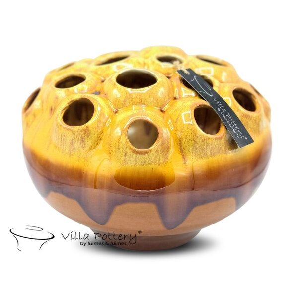 Villa Pottery  Cognac gele vaas Coral D30 x H22