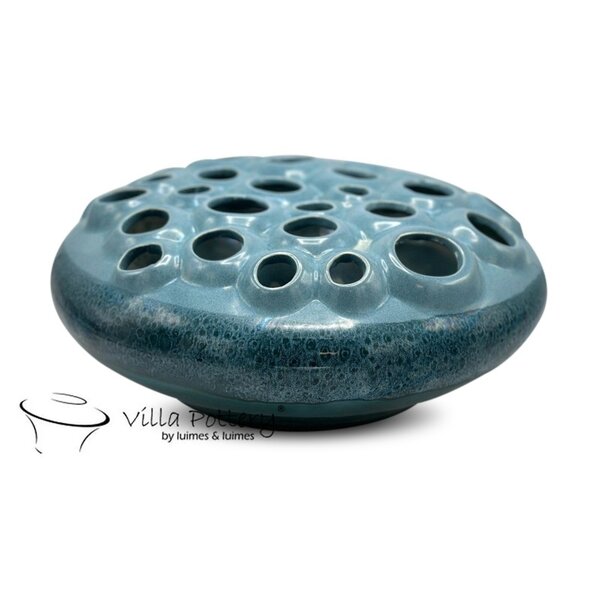 Villa Pottery  Blauwe schaal vaas Coral