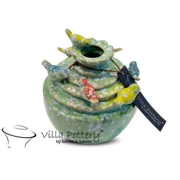 Villa Pottery  Licht Groene vogel vaas Grenada