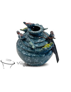Villa Pottery  Donker Blauwe vogel vaas Grenada