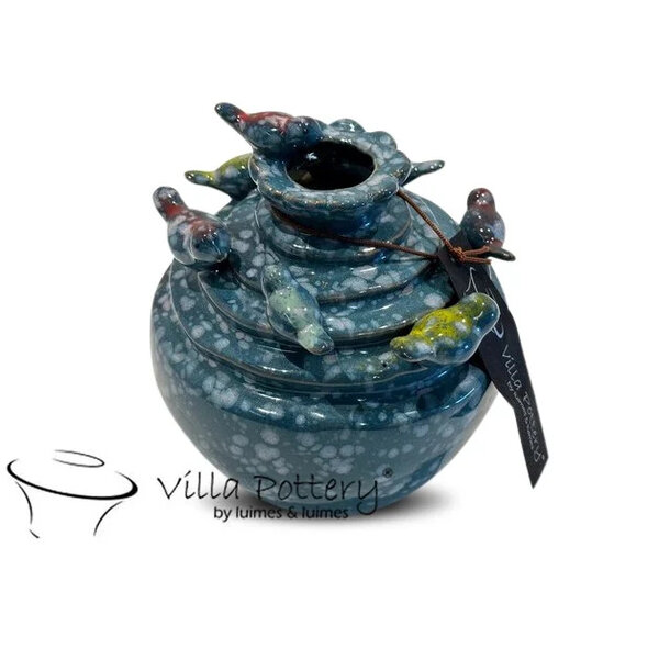 Villa Pottery  Donker Blauwe vogel vaas Grenada