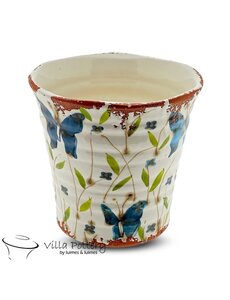 Villa Pottery  Blauwe Babette Butterfly Pot Vaas