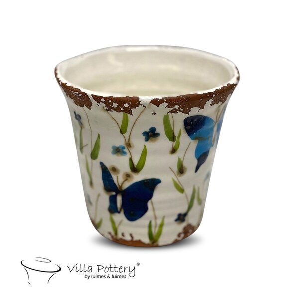Villa Pottery   Blauwe Babette Butterfly Pot Vaas