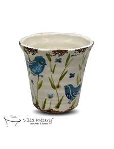Villa Pottery  Blauwe Babette Bird Pot Vaas
