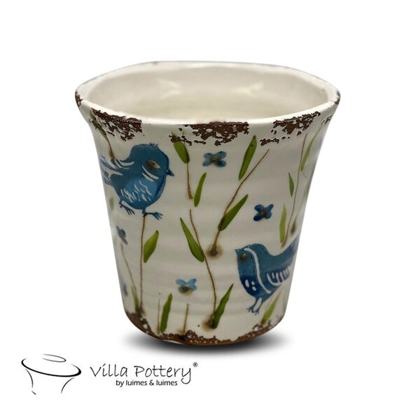 Villa Pottery   Blauwe Babette Bird Pot Vaas