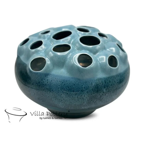 Villa Pottery  Blauwe schaal vaas Coral