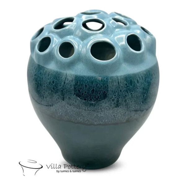 Villa Pottery  Blauwe schaal vaas Coral