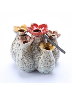 Villa Pottery  Blauw mix bloemenvaas Flowerfield  20 x 15 x 18H