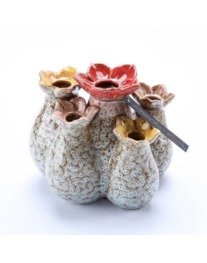 Villa Pottery  Blauw mix bloemenvaas Flowerfield  20 x 15 x 18H
