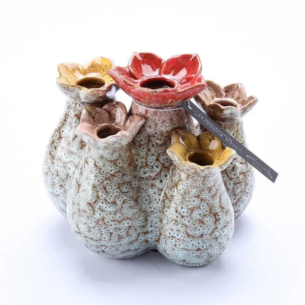 Villa Pottery  Blauw mix bloemenvaas Flowerfield  20 x 15 x 18H