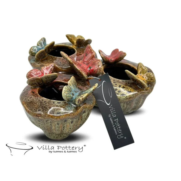 Villa Pottery  Butterfly Vlinder Groen vaas