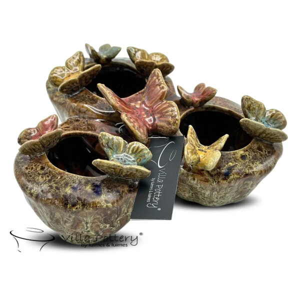 Villa Pottery  Butterfly Vlinder Groen vaas