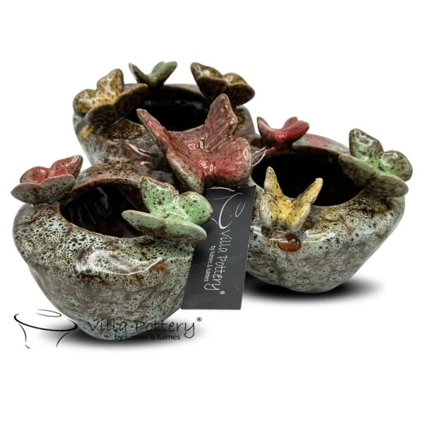 Villa Pottery  Butterfly Vlinder Blauw vaas