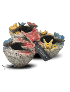 Villa Pottery  Butterfly Vlinder Nature Creme vaas