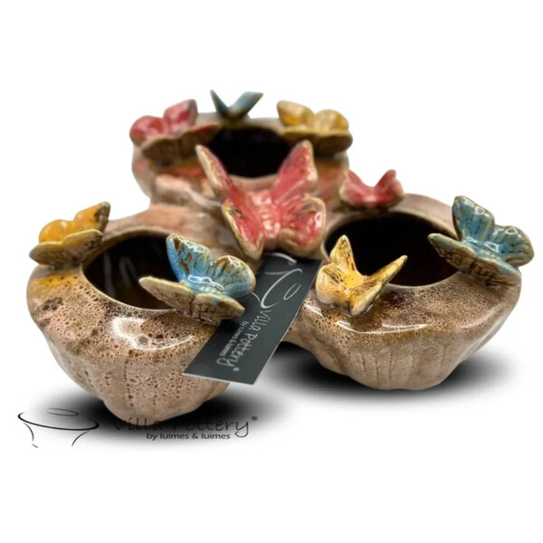 Villa Pottery  Butterfly Vlinder Roze vaas