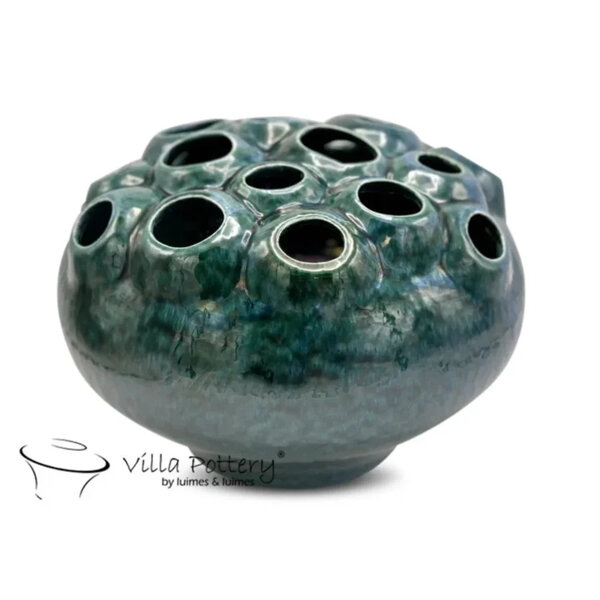Villa Pottery  Donker Groen Reactive schaal vaas Coral