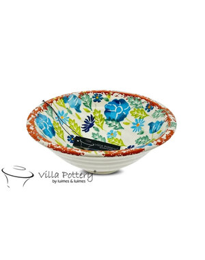 Villa Pottery  Flowergarden schaal Blauw Groen