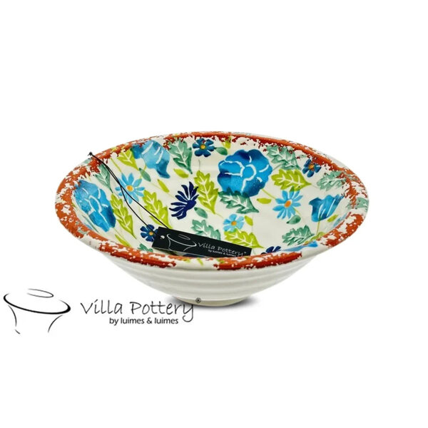 Villa Pottery  Flowergarden schaal Blauw Groen