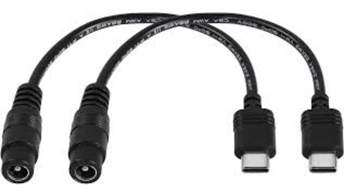  JVB Digital Female Barrel Jack 5.5x2.1mm to USB-C Cable 2-Pieces