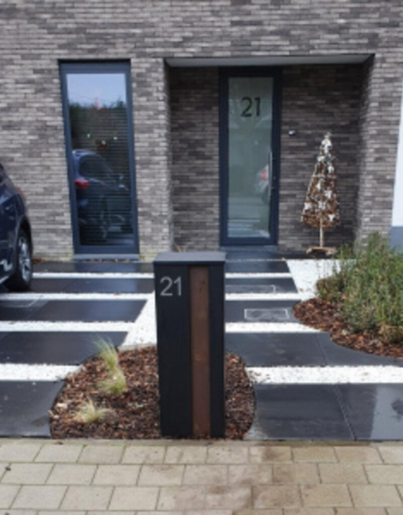 Collu Cortenstaal Brievenbus - Lengte: 350 - Breedte: 350 - Hoogte: 1000