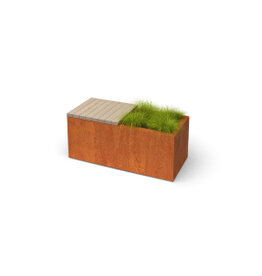 Florisa Cortenstaal rechthoekige plantenbak met hardhout zitting