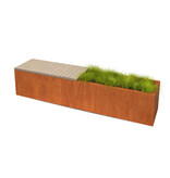 Florisa Cortenstaal rechthoekige plantenbak met hardhout zitbank